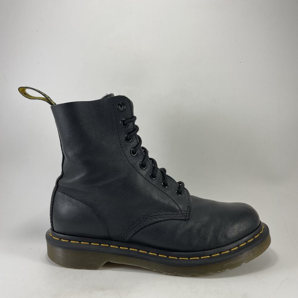 Dr. Martens 1460 Pascal Black Leather Lace Up Combat Ankle Boots Womens Size 8
